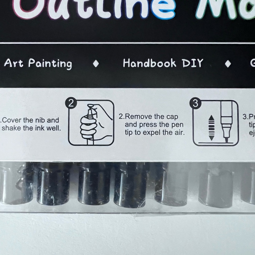 Outline Markers Set of 12 Multicolored NEW - Picture 8 of 10